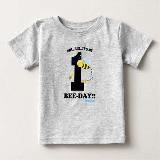 初の1歳の誕生日のパーティー ベビーTシャツ (正面)