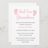初めておばあちゃんベビーガール足シャワー 招待状 (正面/裏面)