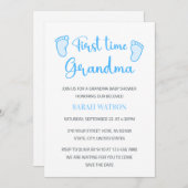 初めておばあちゃん男の赤ちゃん足シャワー 招待状 (正面/裏面)