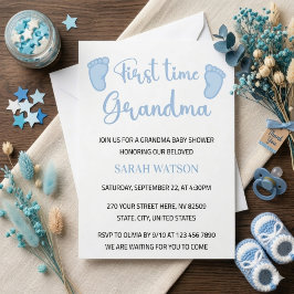 初めておばあちゃん男の赤ちゃん足シャワー 招待状