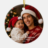 初めてのおじさんのクリスマスの思い出の写真 セラミックオーナメント (正面)