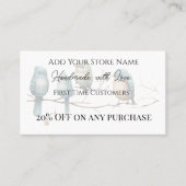 初めてのお客様が手づくり鳥類の水色 割引カード (正面)