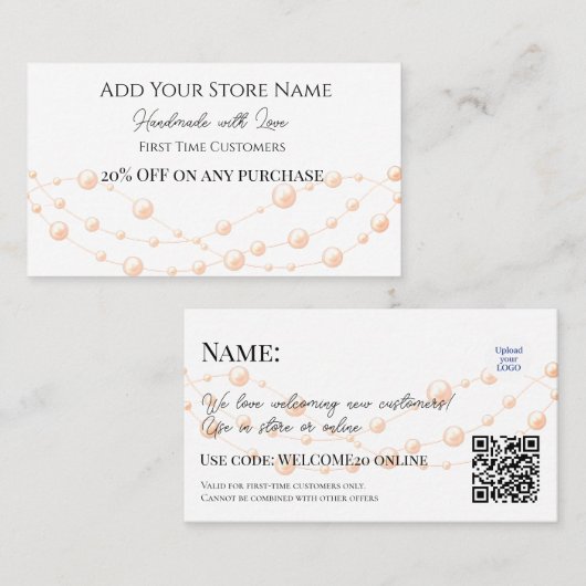 初めてのお客様のエレガントジュエリー 割引カード (正面/裏面)