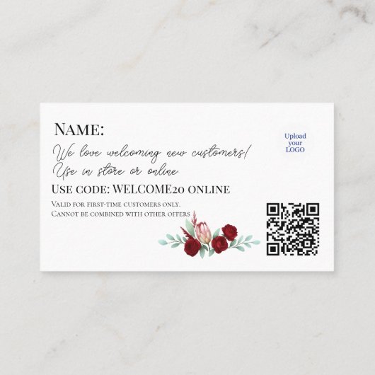 初めてのお客様エレガントのフローラ水色 割引カード (裏面)