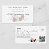 初めてのお客様エレガントのフローラ水色 割引カード (正面/裏面)