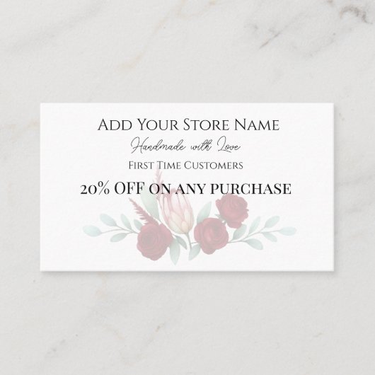 初めてのお客様エレガントのフローラ水色 割引カード (正面)