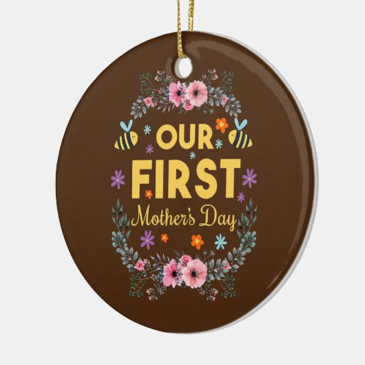 初めてのお母さんの日のかわいいお母さん セラミックオーナメント (左)