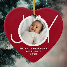 初めてのアンティのクリスマス 写真 赤 セラミックオーナメント