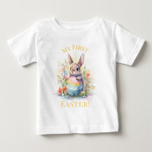 初めてのイースター かわいいウサギ ベビーTシャツ (正面)