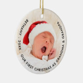初めてのクリスマスおばあちゃんとおじいちゃん写真 セラミックオーナメント (右)