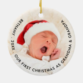 初めてのクリスマスおばあちゃんとおじいちゃん写真 セラミックオーナメント