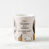 初めてのクリスマスおばあちゃんのベージュ黄色の写真 コーヒーマグカップ (中央)