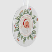 初めてのクリスマスおばあちゃんの写真の名前離れ オーナメント (正面)