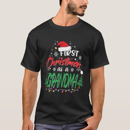 初めてのクリスマスおばあちゃん新祖母1C Tシャツ (正面)