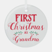 初めてのクリスマスおばあちゃん赤と白のキープサケ ガラスオーナメント (正面)