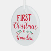 初めてのクリスマスおばあちゃん赤と白のキープサケ ガラスオーナメント (正面左)
