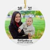 初めてのクリスマスおばさん2写真2面スクリプモダント セラミックオーナメント (正面)