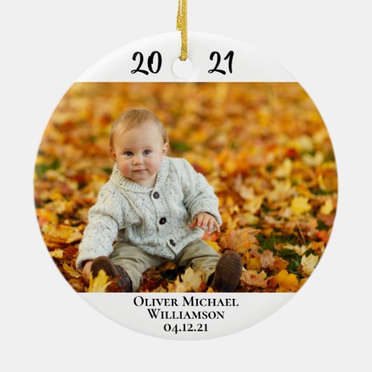 初めてのクリスマスおばさん2写真2面スクリプモダント セラミックオーナメント (裏面)