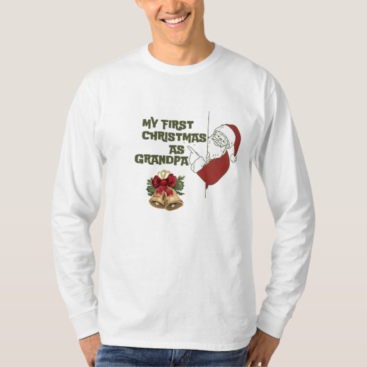 初めてのクリスマスおもしろいはクリスマスの祝辞を言う Tシャツ (正面)