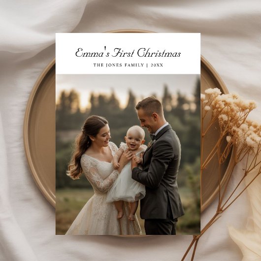 初めてのクリスマスおもしろいファミリーホリデーカード シーズンカード