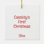 初めてのクリスマスお洒落ズキュートペンギンカスタマイズ セラミックオーナメント (裏面)