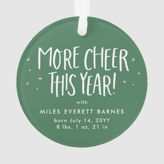 初めてのクリスマスかわいいグリーンベビーフォトホリデー オーナメント (裏面)
