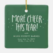 初めてのクリスマスかわいいベビーフォトグリーンホリデー セラミックオーナメント (裏面)