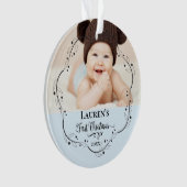 初めてのクリスマスかわいいベビー写真 オーナメント (正面)