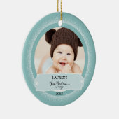 初めてのクリスマスかわいいベビー写真 セラミックオーナメント (右)
