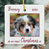 初めてのクリスマスかわいい子犬シンプル- Dog Pet Photo セラミックオーナメント