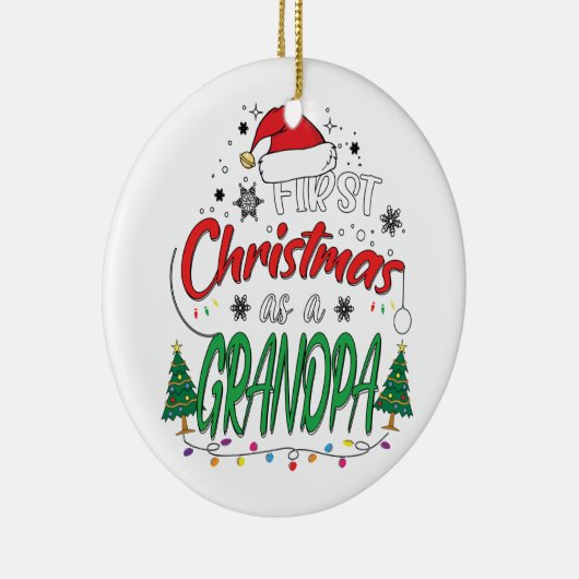 初めてのクリスマスがおじいちゃんおもしろいに セラミックオーナメント (右)