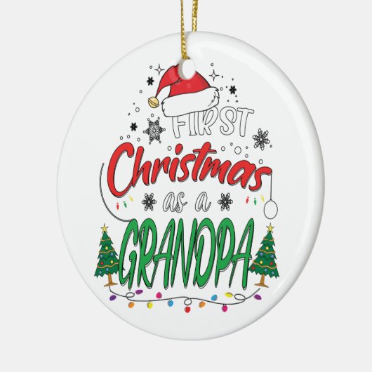初めてのクリスマスがおじいちゃんおもしろいに セラミックオーナメント (左)