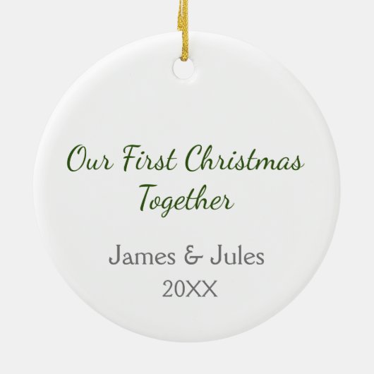 初めてのクリスマスが一緒にかわいいラブバードカスタムズ セラミックオーナメント (裏面)