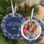 初めてのクリスマスが一緒にフォトブルースノーフレーク セラミックオーナメント