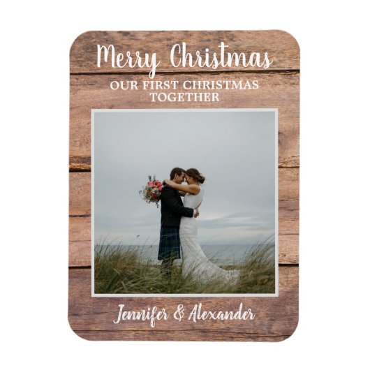 初めてのクリスマスが一緒にメリークリスマスの写真 マグネット (縦)