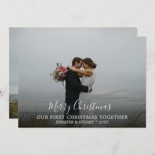 初めてのクリスマスが一緒に写真メリークリスマス シーズンカード (正面/裏面)