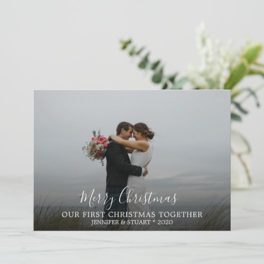 初めてのクリスマスが一緒に写真メリークリスマス シーズンカード (スタンド正面)