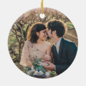 初めてのクリスマスが一緒に木の木の写真を愛 セラミックオーナメント (裏面)