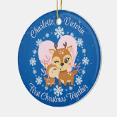 初めてのクリスマスが一緒に母の娘トナカイ セラミックオーナメント (左)