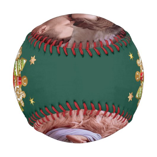 初めてのクリスマスが家族の写真を残す 野球ボール (裏面)