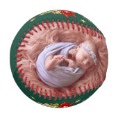初めてのクリスマスが家族の写真を残す 野球ボール (正面左)