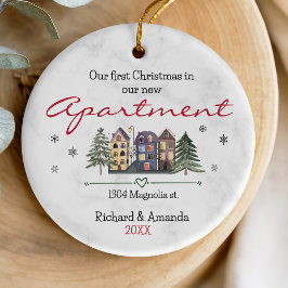 初めてのクリスマスが新しいアパートかわいい セラミックオーナメント