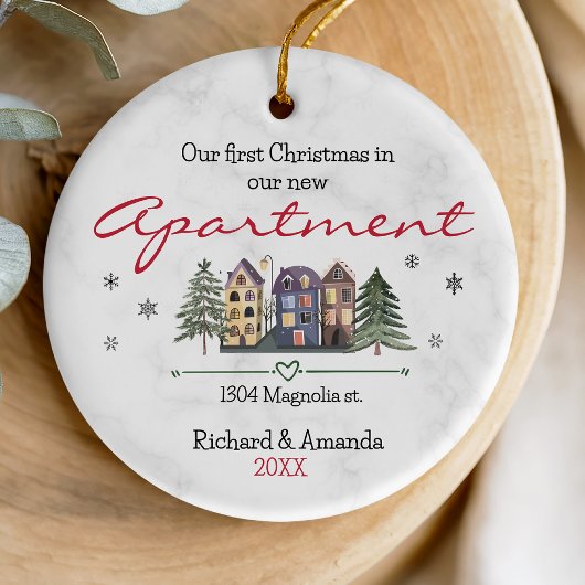 初めてのクリスマスが新しいアパートかわいい セラミックオーナメント