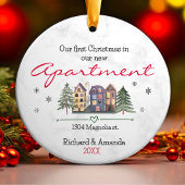 初めてのクリスマスが新しいアパートかわいい セラミックオーナメント