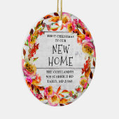 初めてのクリスマスが新しい家にパーソナライズされた セラミックオーナメント (右)