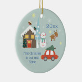 初めてのクリスマスが新しい家に セラミックオーナメント (右)