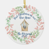 初めてのクリスマスが新しい家に セラミックオーナメント (正面)