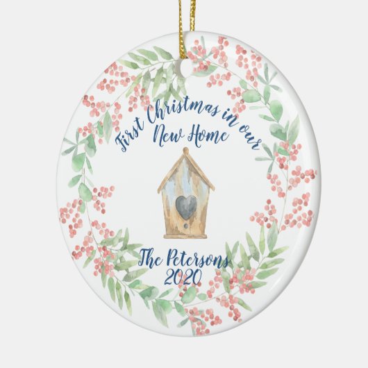 初めてのクリスマスが新しい家に セラミックオーナメント (左)