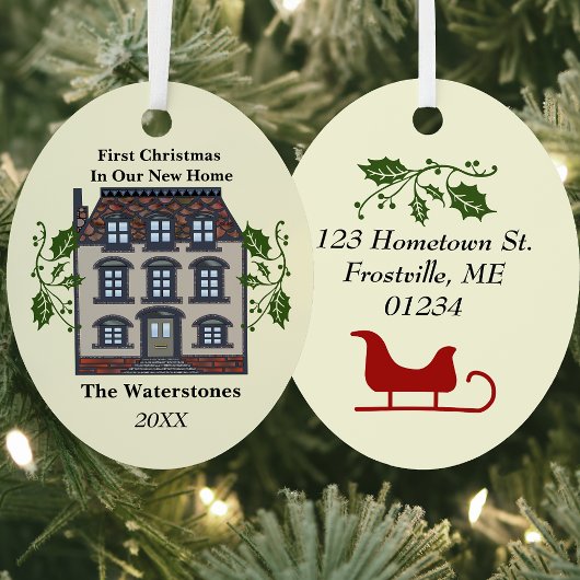 初めてのクリスマスが新しい家に メタルオーナメント