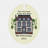 初めてのクリスマスが新しい家に メタルオーナメント (正面)
